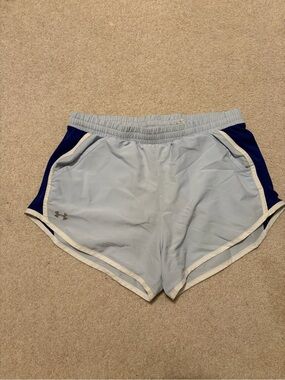 Under Armour Pale Blue Athletic Shorts with Navy Side Panels